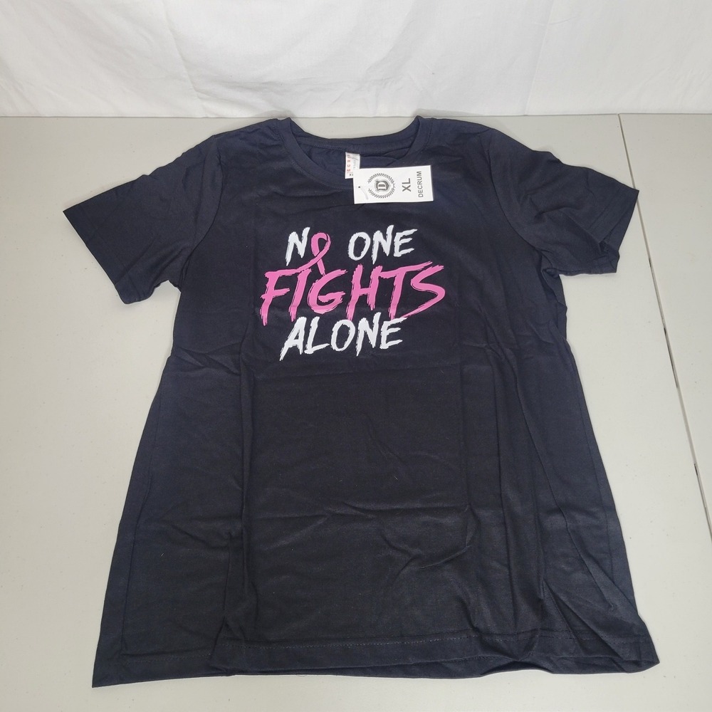 Black & Pink NO ONE FIGHTS ALONE Breast Cancer Awareness T Shirt‎